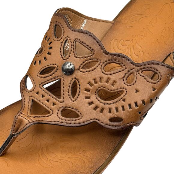 Clarks Cork Wedge Sandals Boho Laser-Cut Thong Sandals 8.5 Resort Festival - Picture 9 of 12